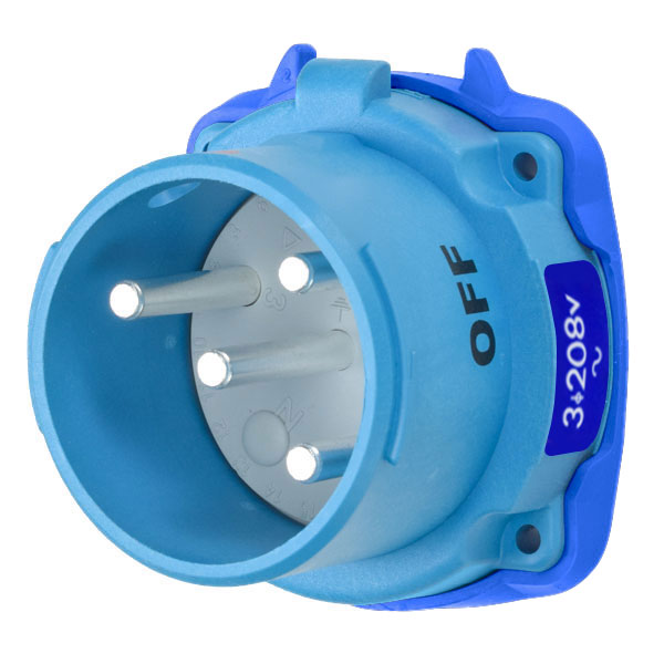 33-38163 - DS30 INLET POLY BLUE SIZE 3 TYPE 3R 3P+G 30A 208 VAC 60 Hz NO AUX